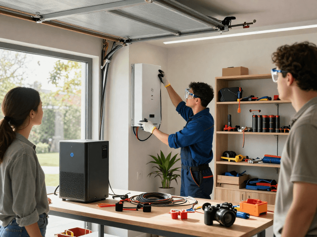 Installation scene of a home energy storage system manufacturer showcasing advanced battery technology and professional expertise.