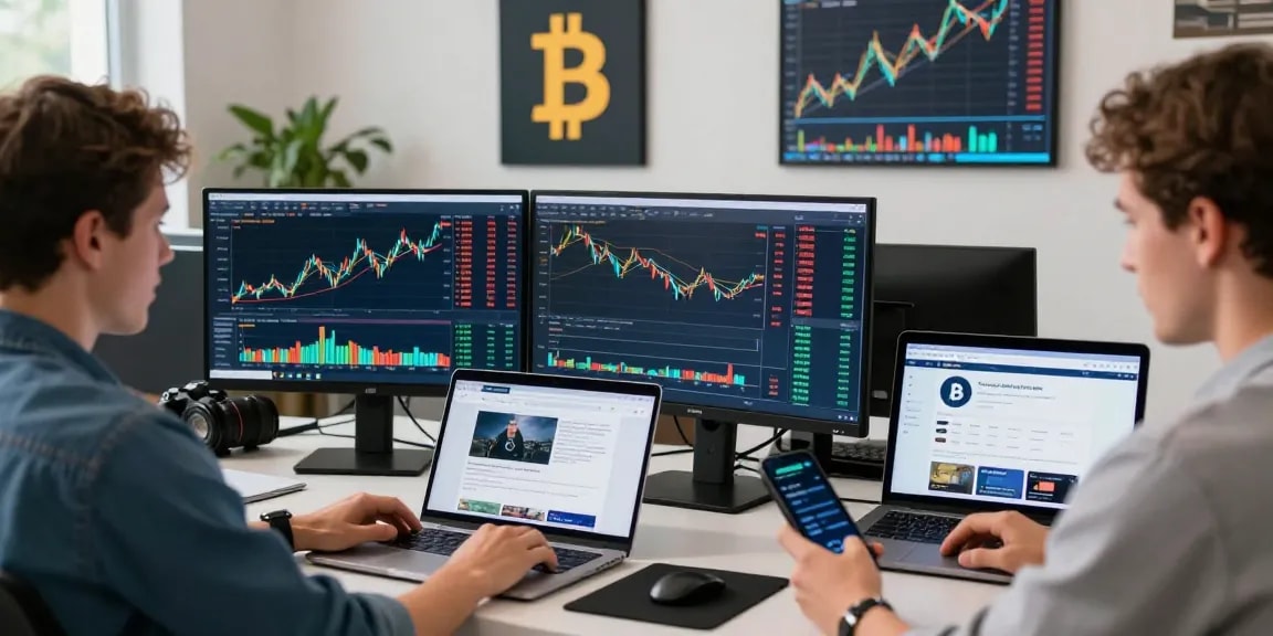 Real-time analysis of Bitcoin live price chart in a modern trading environment, showcasing dynamic trading activities and data.