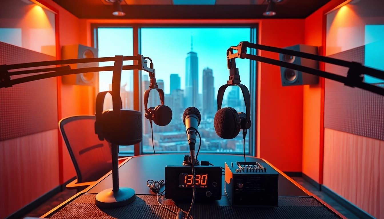 Engaging broadcast from hometownstation.com featuring a lively host in a modern radio studio.