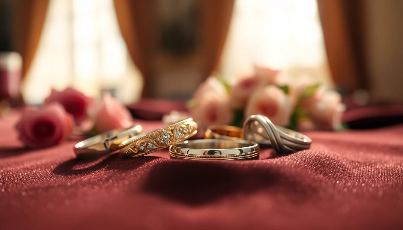 Showcasing stunning mens wedding rings with intricate designs and luxurious finishes.