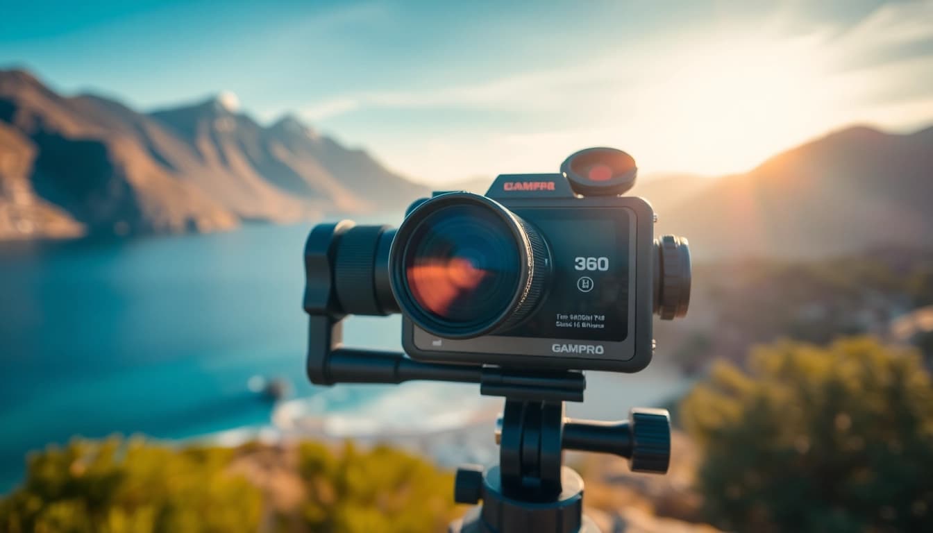 Capture stunning moments with Insta360 camera in vibrant outdoor scenery.