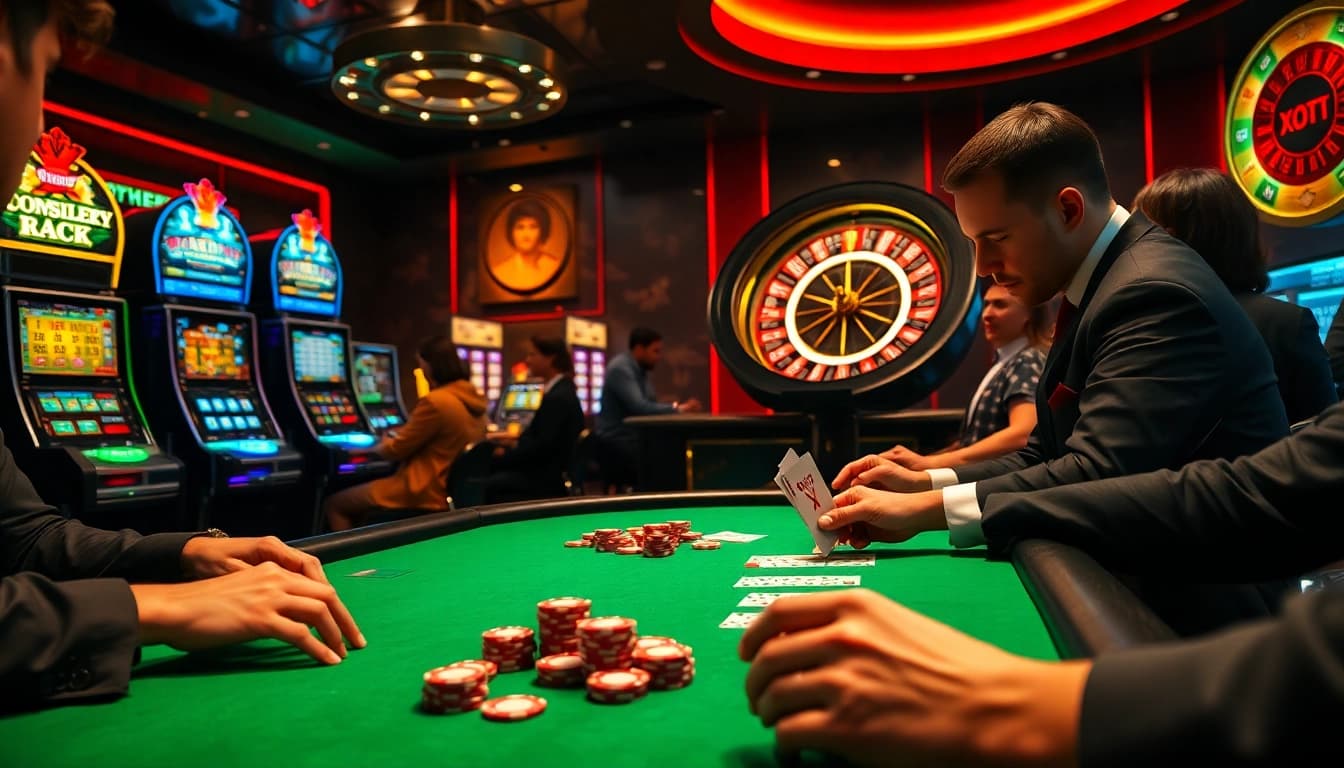 Experience the excitement of XX88 with intense poker action at a bustling casino.