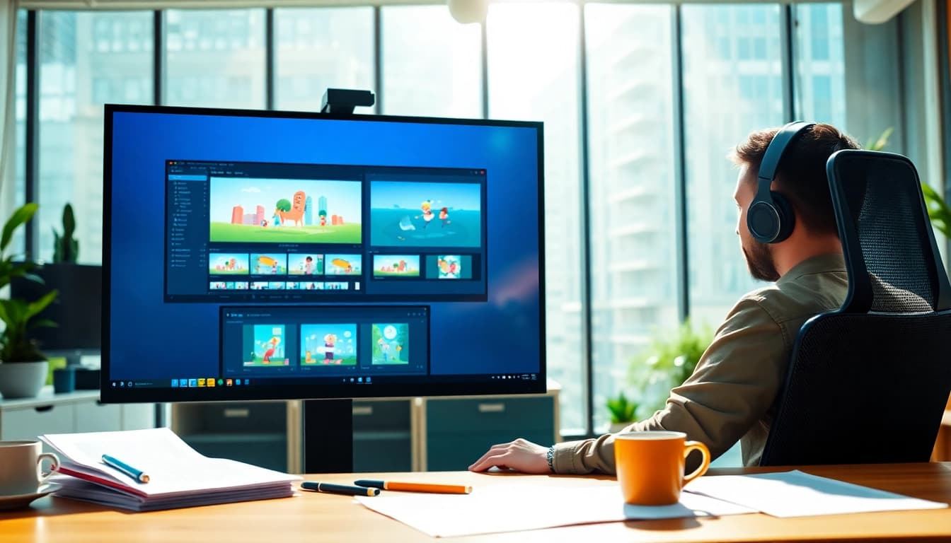 Erklärvideo erstellen in einem modernen Büro mit kreativen Elementen.
