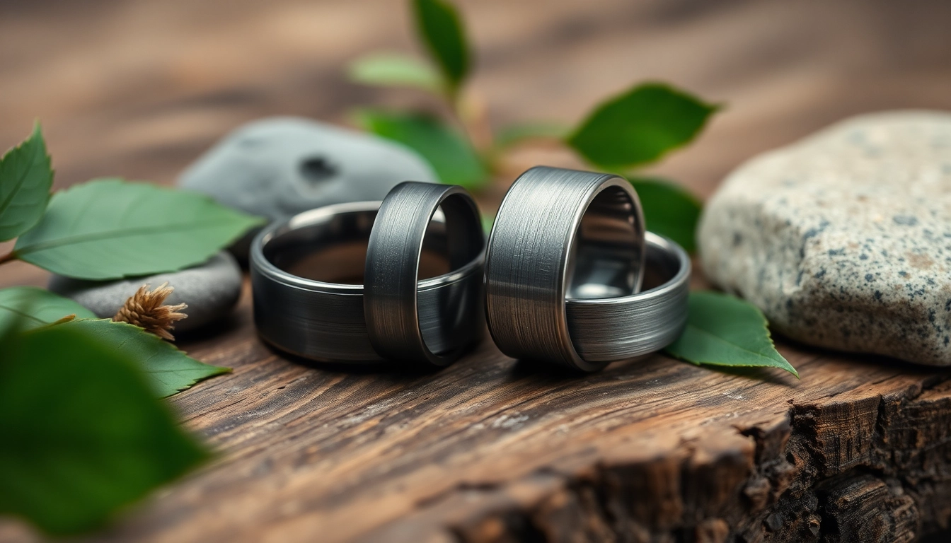 Admire the craftsmanship of Gunmetal Wedding Bands for Men, showcasing unique textures and styles.