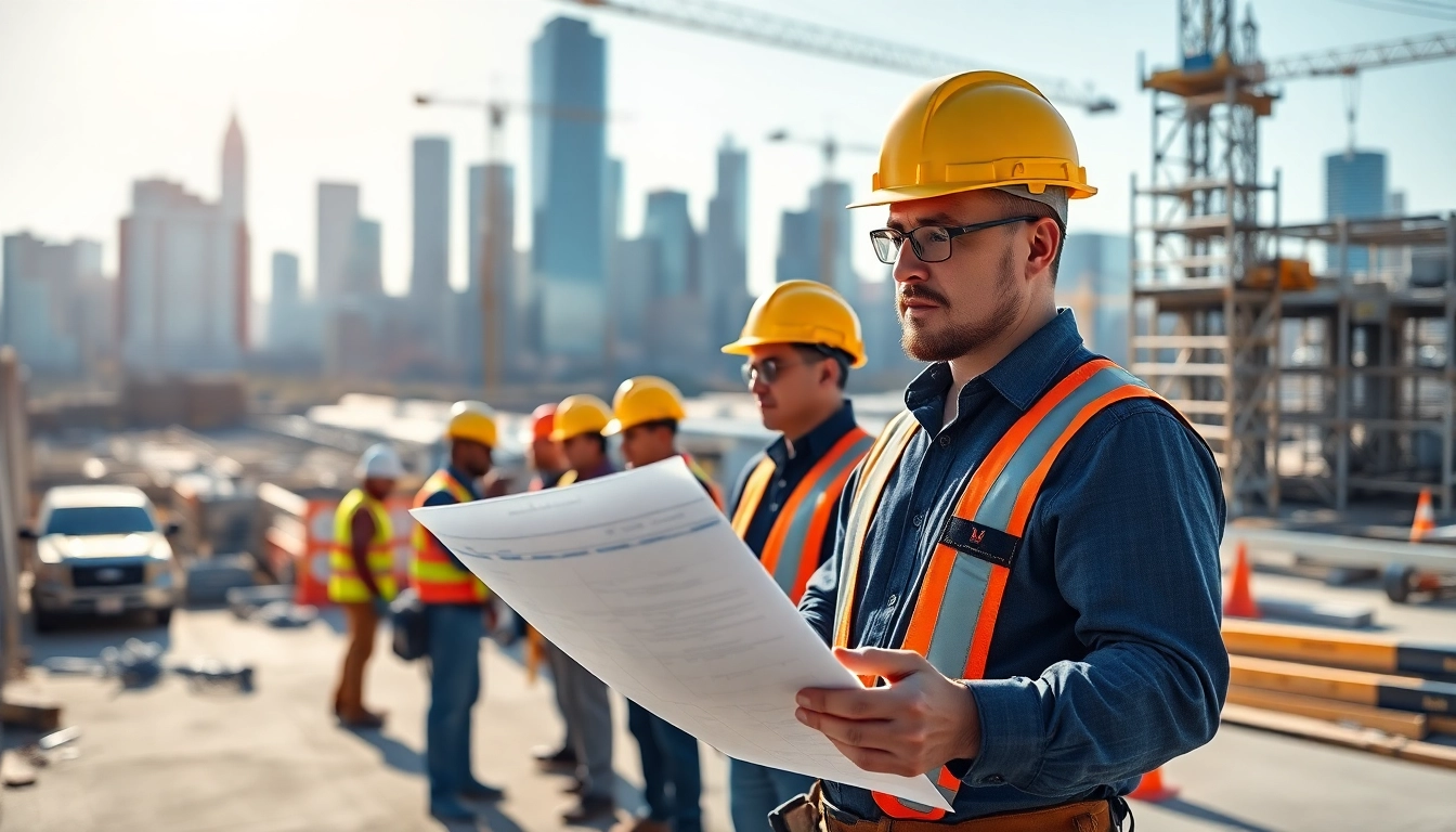 Construction team at work, showcasing New York City Commercial General Contractor expertise in an urban setting.