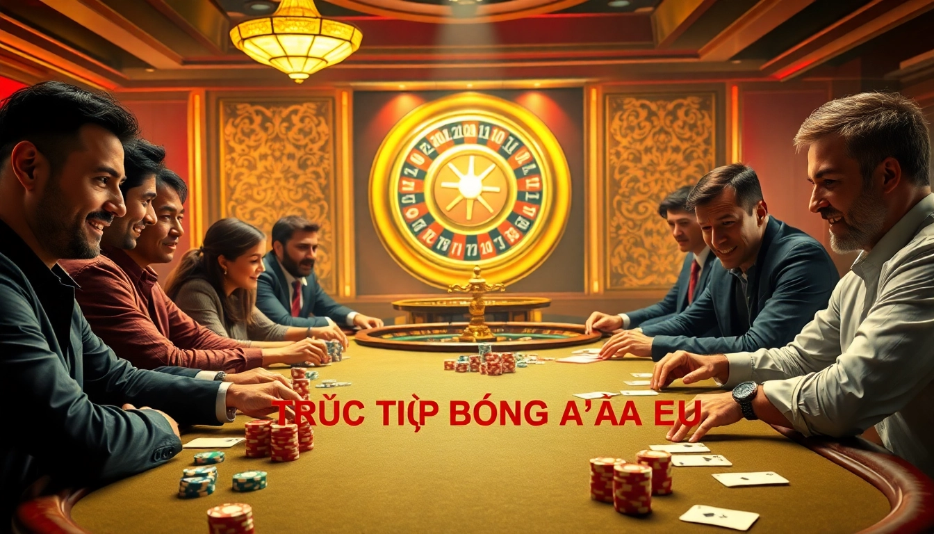 Experience the excitement of Trực Tiếp Bóng Đá EU with players engaged at vibrant casino tables.