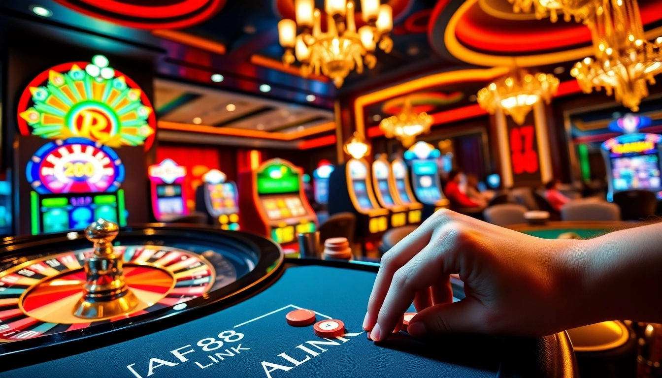 Experience excitement at the AF88 LINK casino with lavish tables and vibrant slot machines.