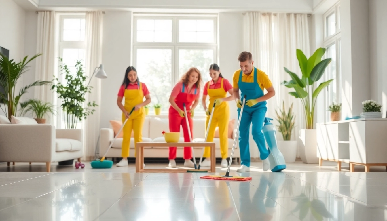Experienced professionals delivering a Cleaning service in a pristine, modern living room environment.