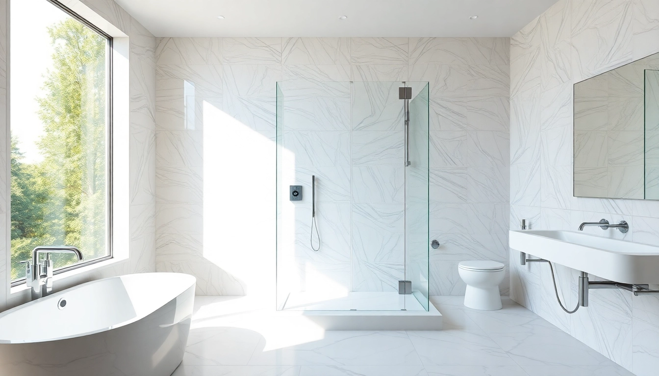 Experience elegant showers Australia in a luxurious bathroom setting with natural light and refined design.