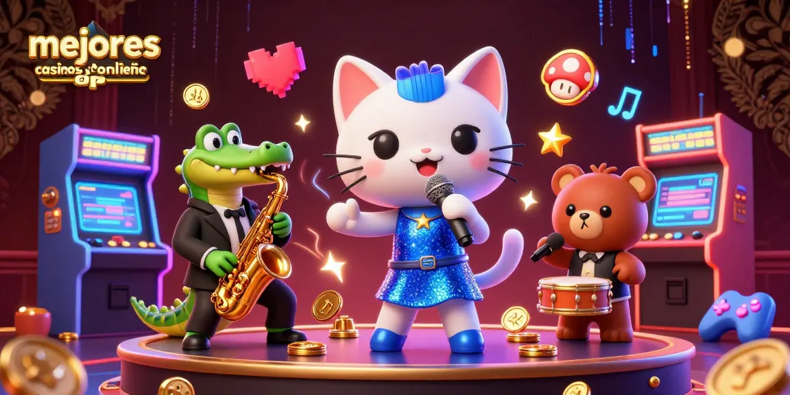 Disfruta de los mejores casinos online España mientras un gato jazz canta y un cocodrilo toca el saxofón.