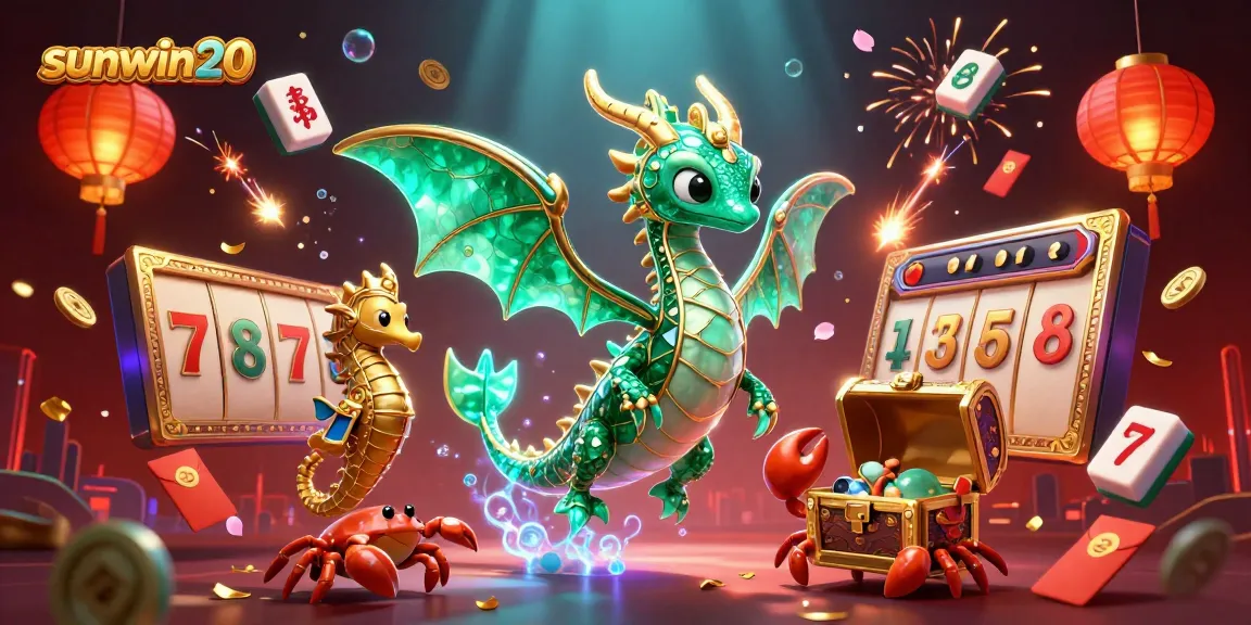 Win big with sunwin20 features in a vibrant 3D casino illustrated scene.
