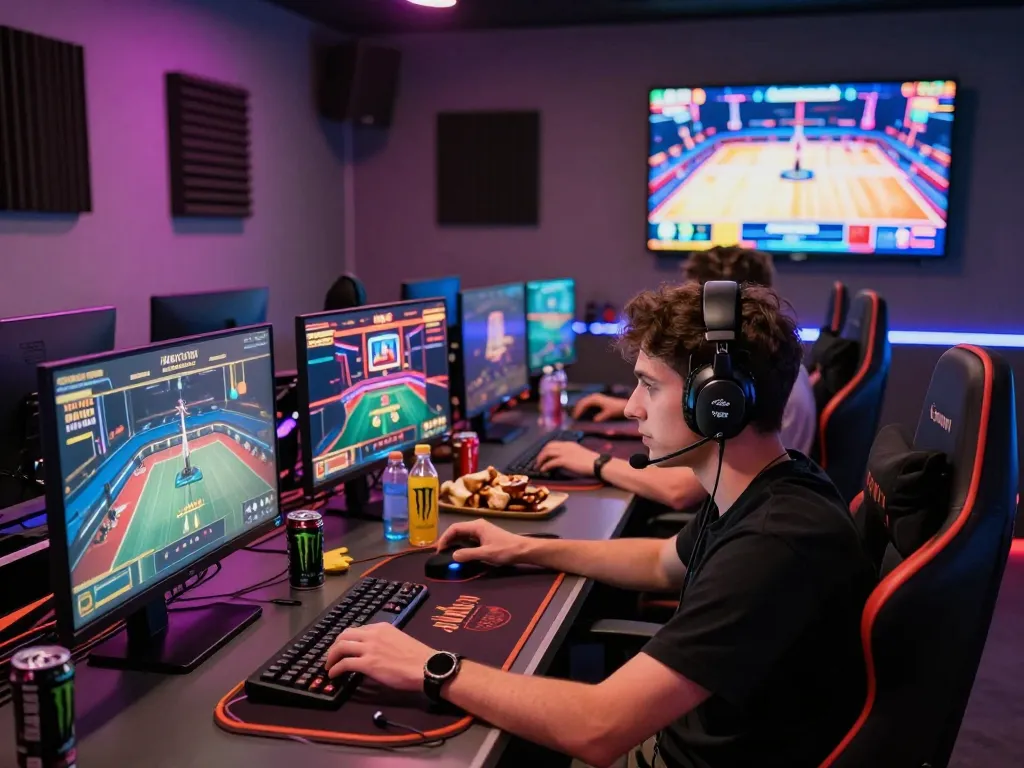 Engaged player at go88 online gaming studio, showcasing vibrant gaming atmosphere.