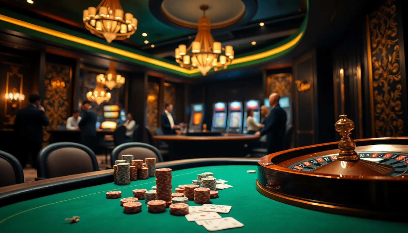 Experience the excitement of poker at Haywin's luxurious casino, with players engaged in high-stakes action.