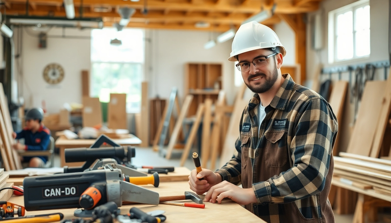 Explore trade schools oahu with a professional tradesperson actively engaged in construction work.