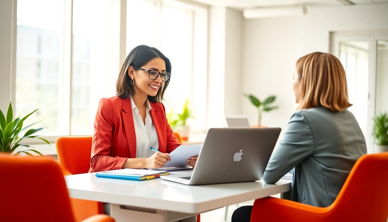 Engaging career coaching for women session in a professional office setting, inspiring confidence and success.