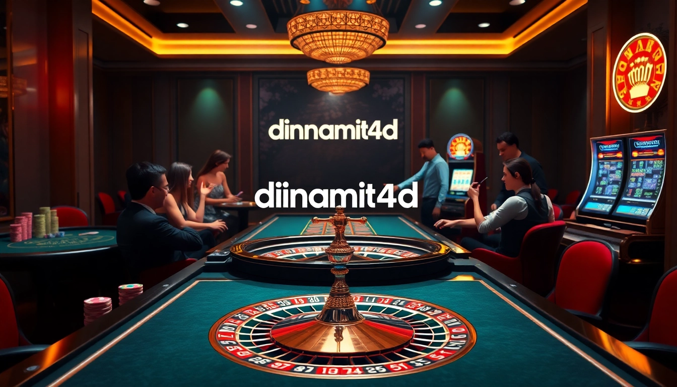 Experience thrill with dinamit4d at an upscale casino table featuring vibrant poker chips and a roulette wheel.