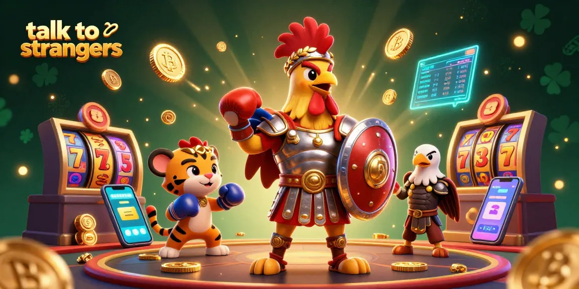 Engage in thrilling conversations as you talk to strangers via video chat in this vibrant casino-themed illustration.