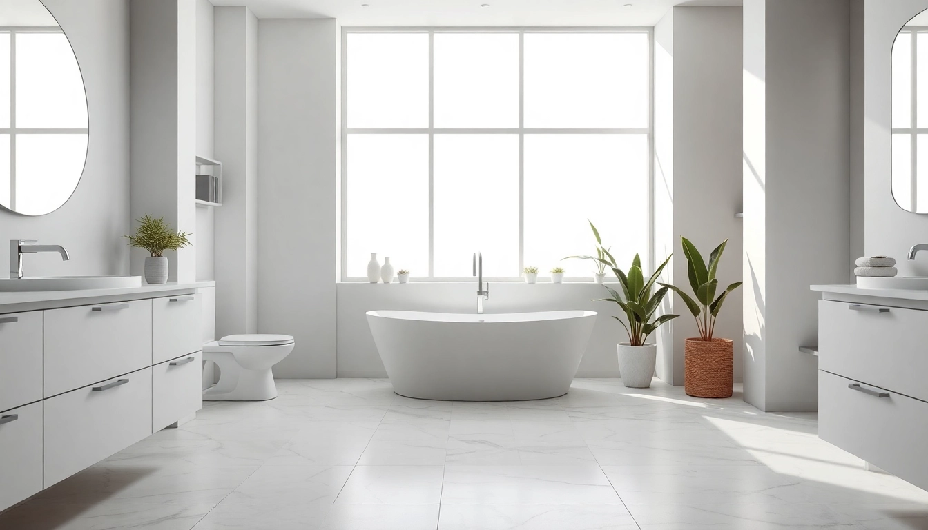 Elegant bathroom remodeling featuring a freestanding bathtub and modern fixtures.