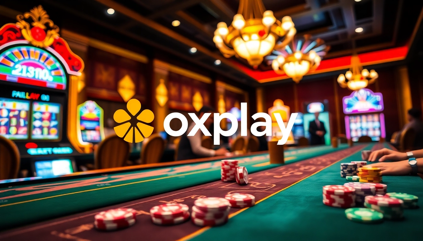 Experience thrilling gameplay with oxplay's exciting casino scene and vibrant slot machines.