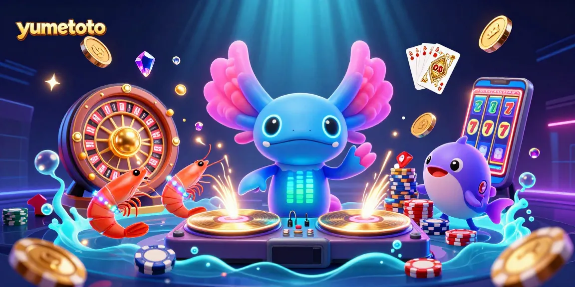 YUMETOTO hadir dengan suasana menyenangkan di bawah laut, menampilkan DJ axolotl dan karakter lucu lainnya.