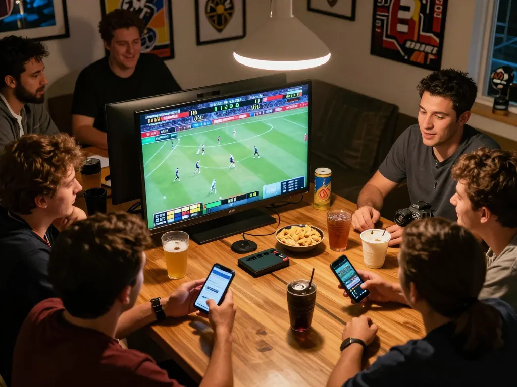 Players enjoying sports betting experience at home while engaging with HB88 app on their smartphones.