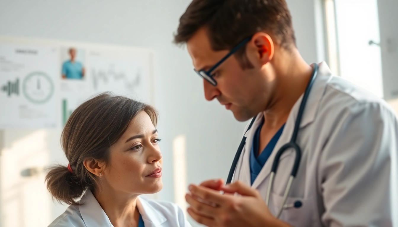 Engaging health consultation scene capturing interaction between healthcare provider and patient.