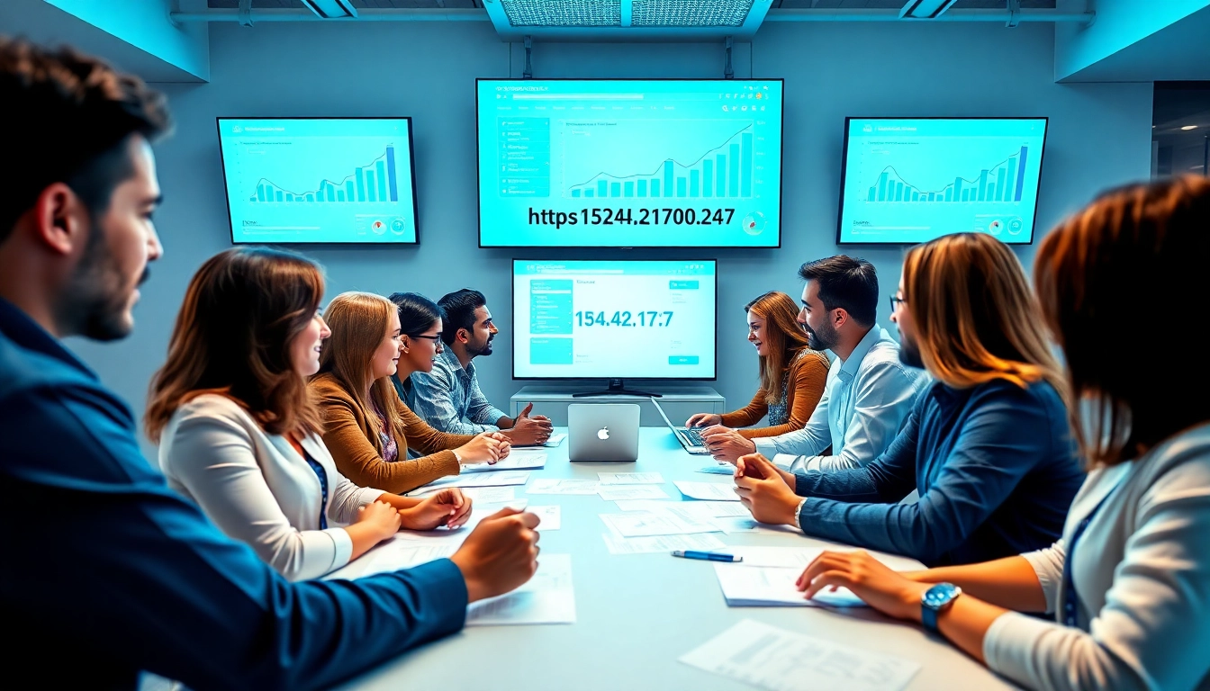 Collaborative digital marketing team optimizing strategies for https://152.42.170.247 in a modern office.