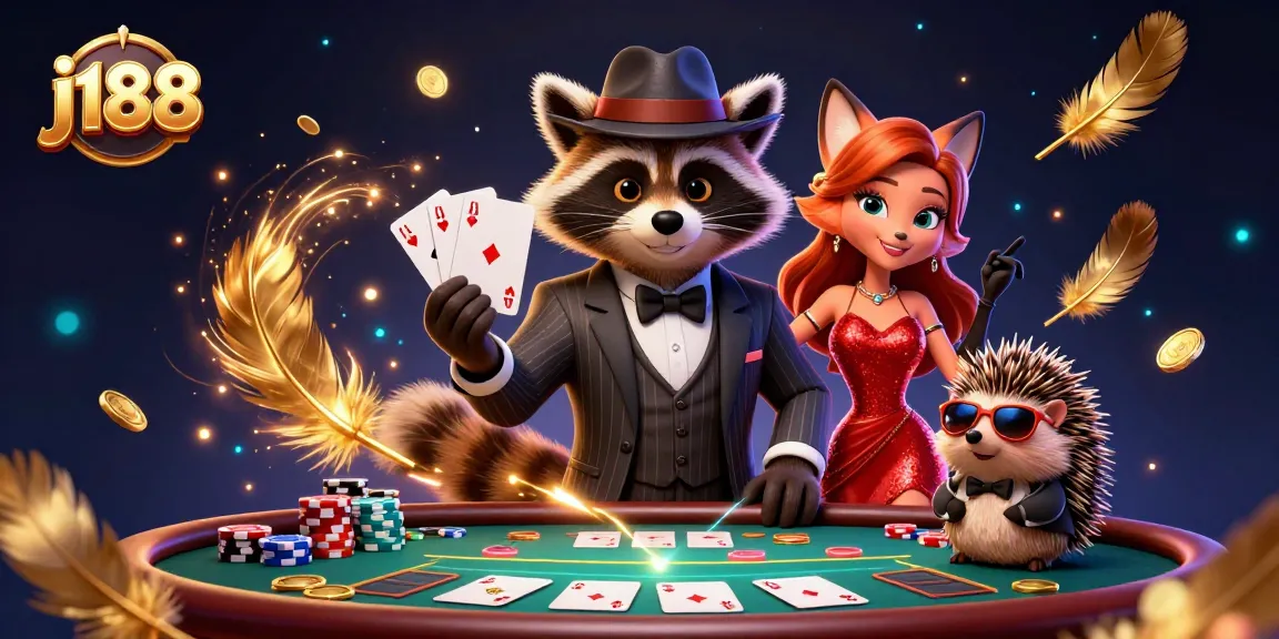Experience the thrill of j188 poker action with charming characters in a dynamic scene featuring glamour and winnings.