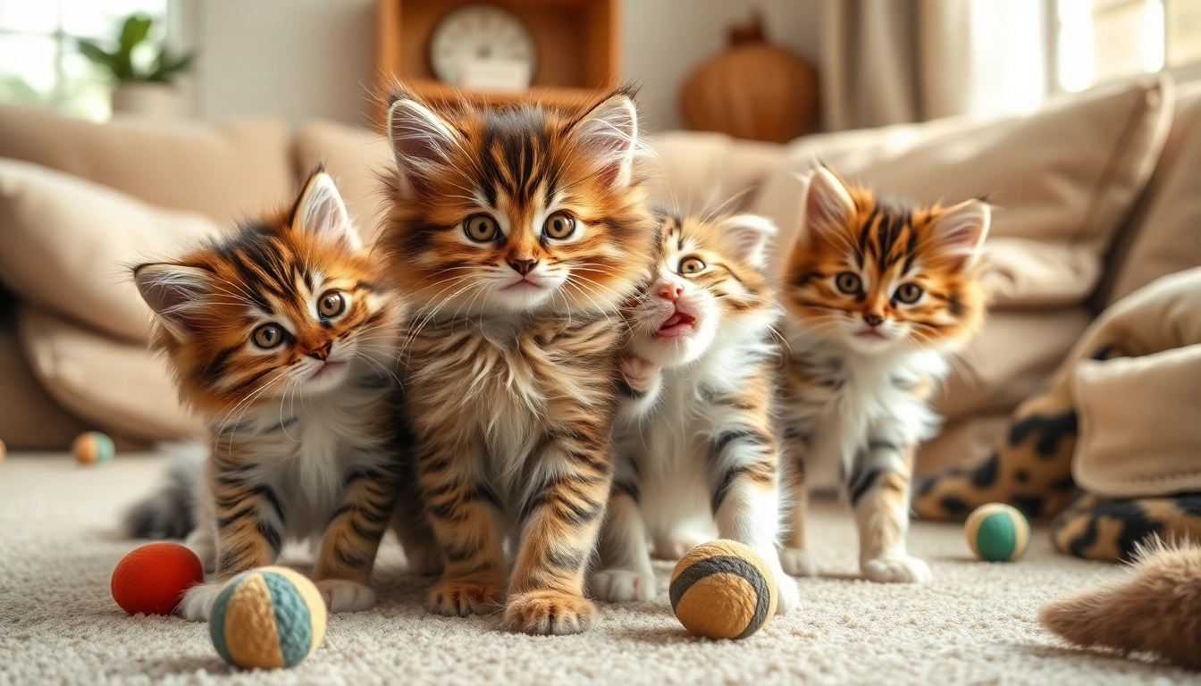Maine Coon kittens for sale Sacramento, showcasing playful felines in a cozy living room setting.