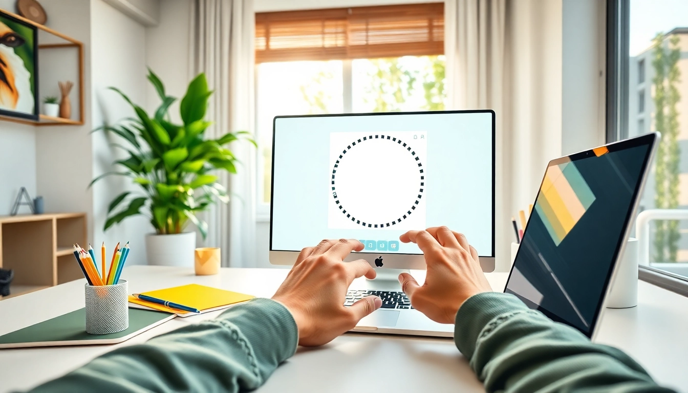 Crop image in circle using an online tool, showcasing a user-friendly interface and vibrant workspace.