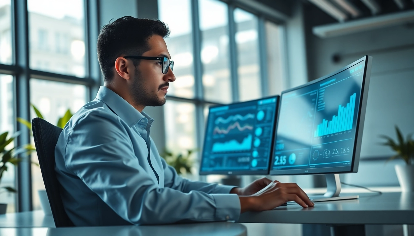 Engineer focused on das 142 while analyzing data dashboards in a modern office.