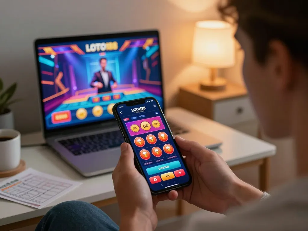 Engaging with LOTO188 TRANG CHỦ app for a thrilling online gaming experience, showcasing betting options and user interaction.