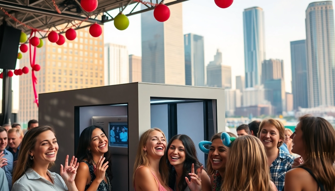Capture fun moments in a vibrant photo booth chicago with colorful props and an engaging atmosphere.