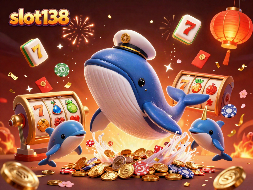 Play casino games and win with slot138 in this dynamic scene of fun characters.