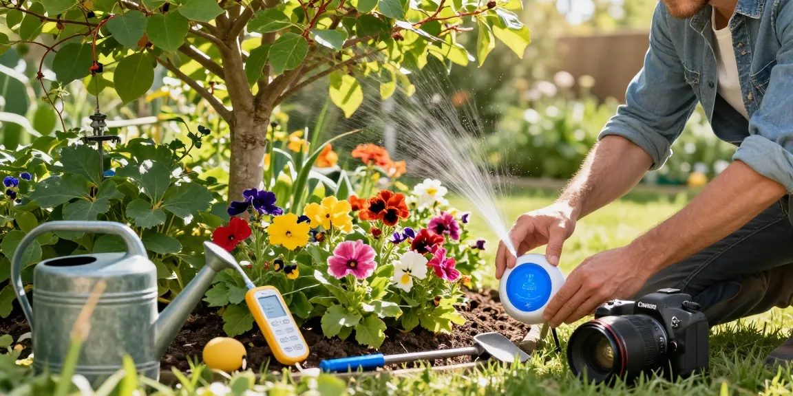 Effortlessly managing garden with RainPoint WiFi watering timer to save water and grow stronger.