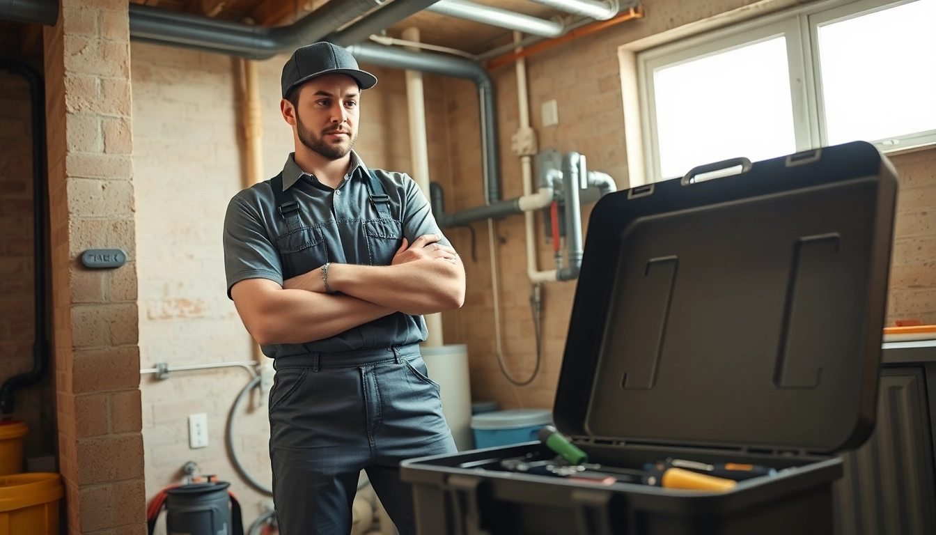 Find a reliable plumber near me assessing plumbing issues in a well-lit home environment.
