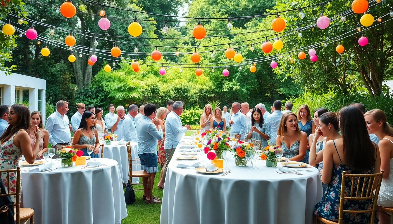 Guests enjoying Party Rentals at a lively outdoor celebration.