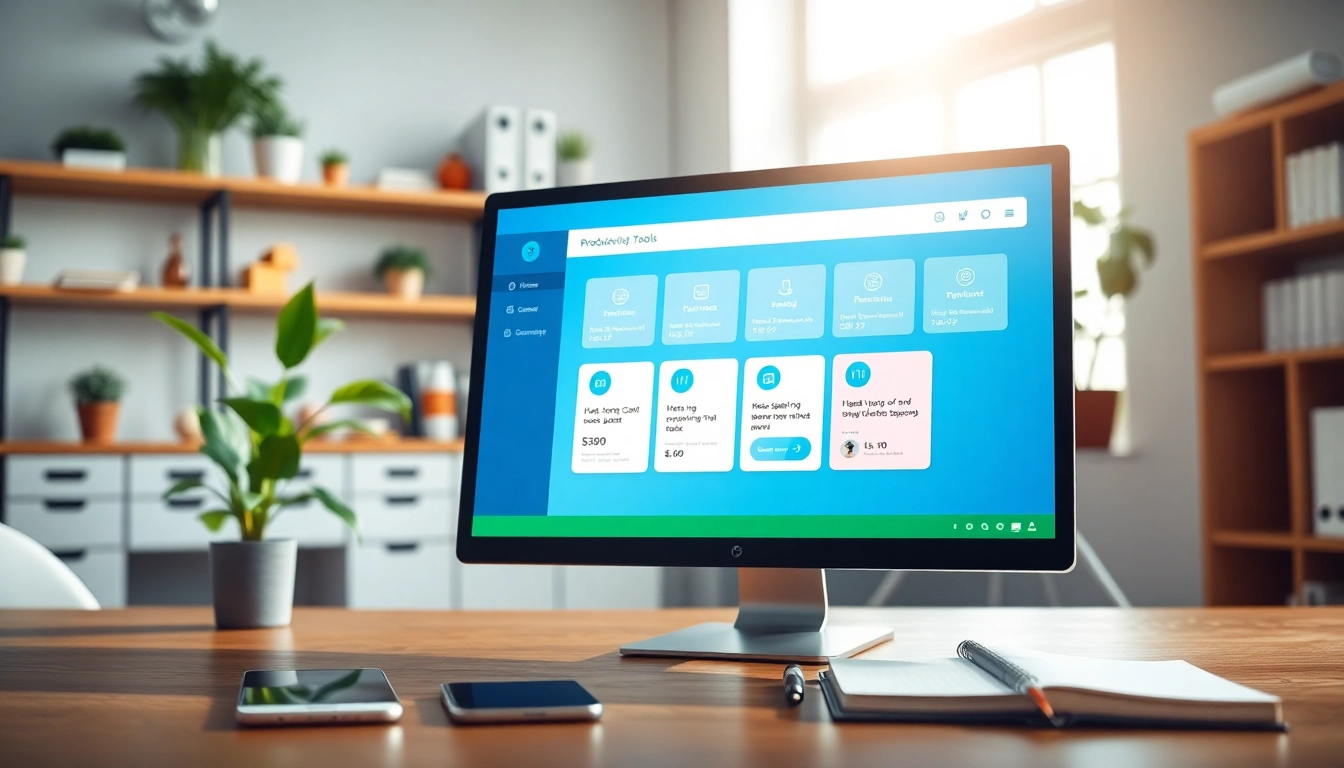 Enhancing productivity with c168me.com interface displayed on a modern office workspace.