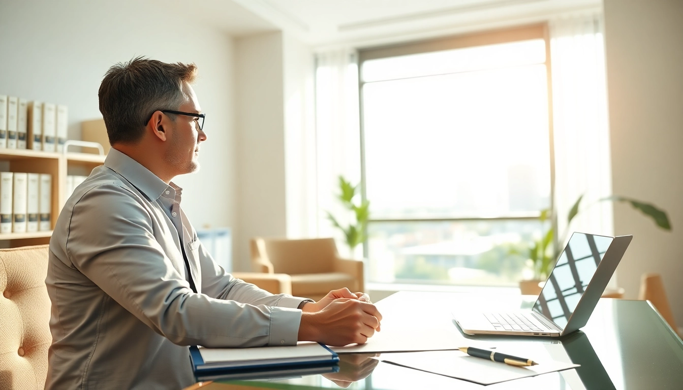 Sarasota injury lawyer consulting with a client in a modern office setting