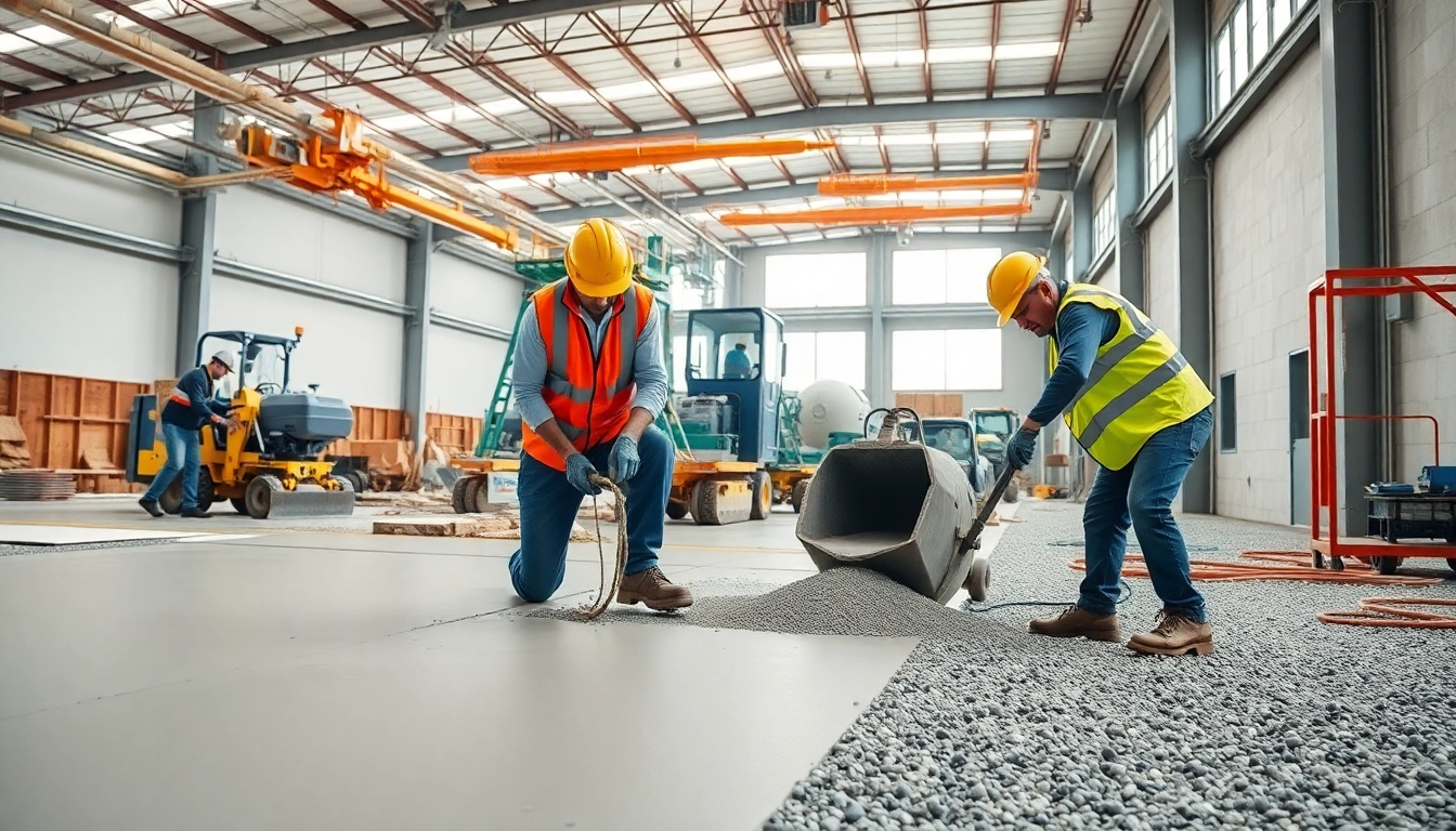 Implementing surfacing solutions in a modern industrial setting with skilled workers and equipment.