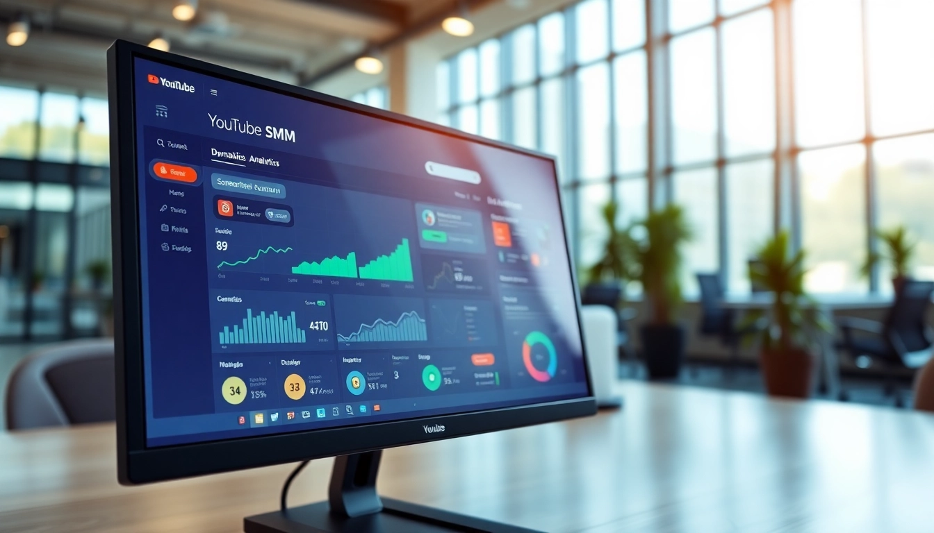 Engage with a youtube smm panel interface showcasing analytics in a modern tech environment.