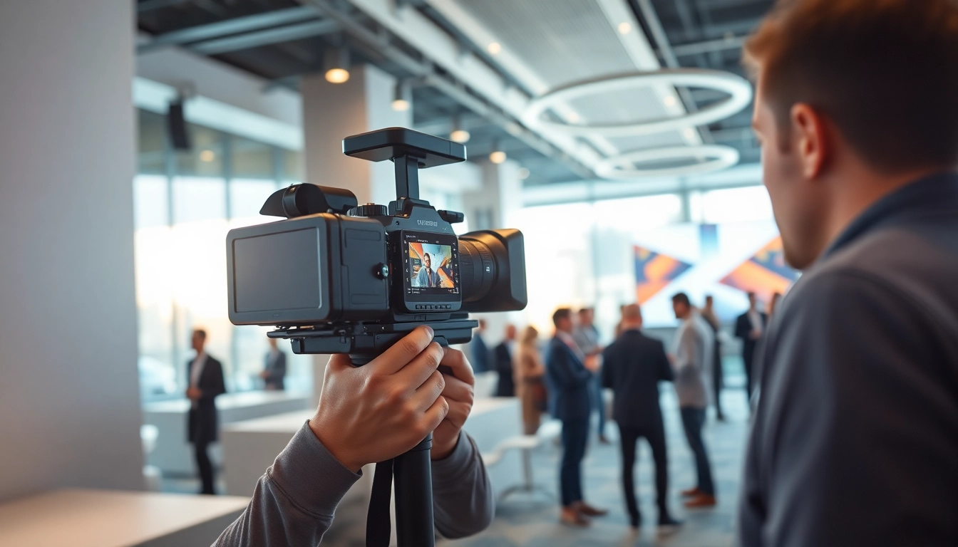 Capture of Commercial videography toronto showcasing a professional videographer at a corporate event.