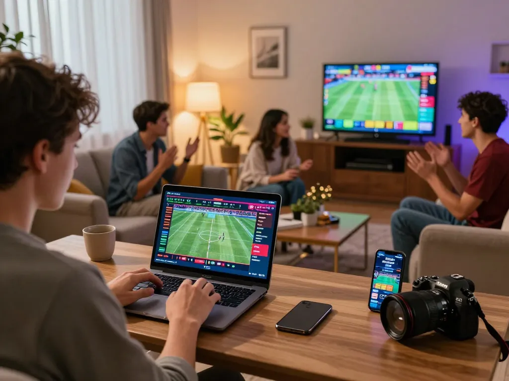 Engaging online sports betting scene showcasing dynamic layouts on laptop and mobile related to trang chủ 5699.