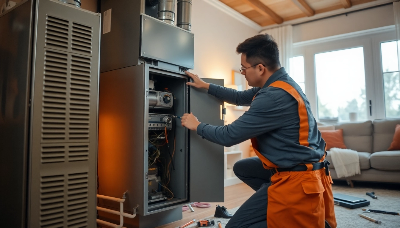 Fixing a furnace for heating repair in Bedford, NY, by a skilled technician.