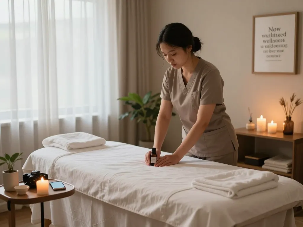Relaxing 논현동마사지 therapy session in a serene spa atmosphere with calming essential oils.