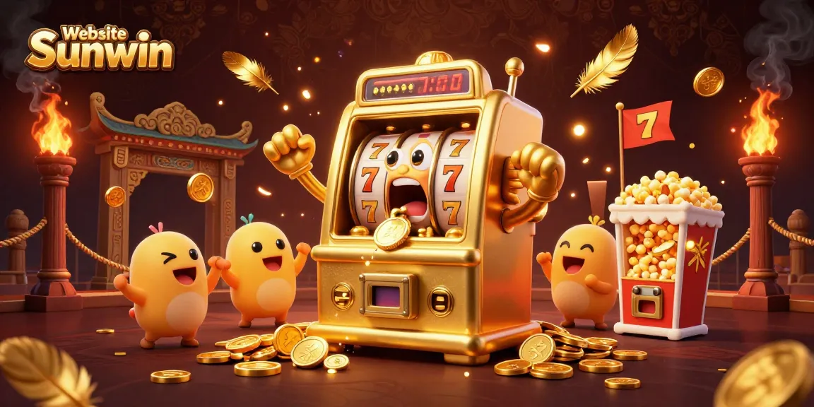Win big with Website Sunwin as cartoon slot machines celebrate a jackpot explosion!