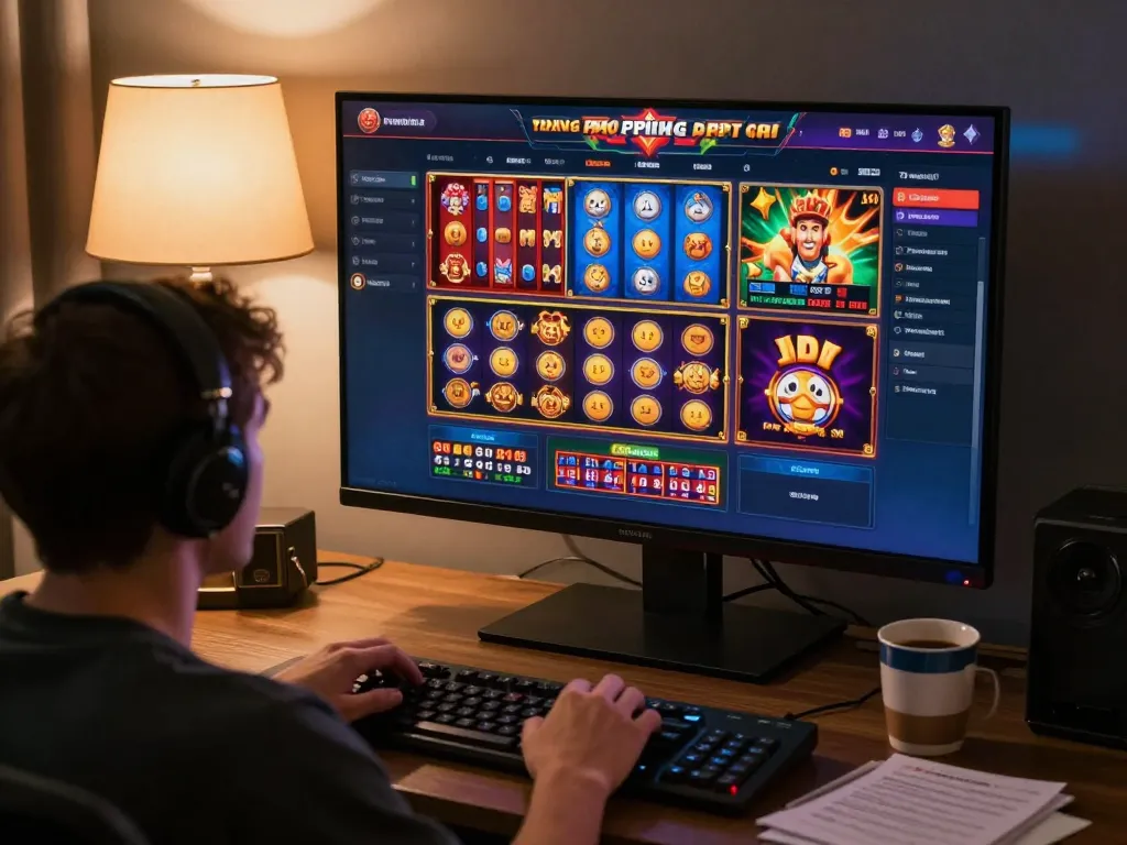 Engaging in online gaming with giường bệnh nhân strategies visible on the screen and cozy gaming atmosphere