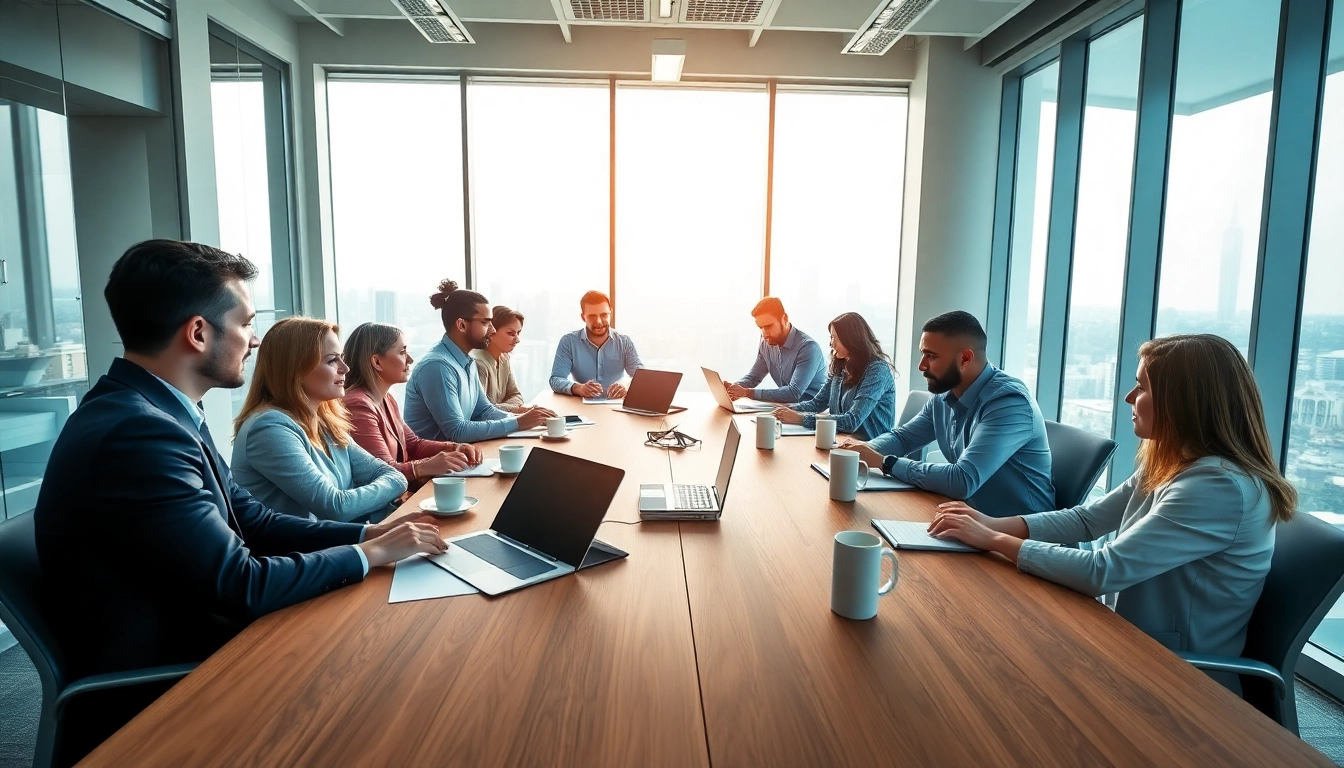 Empowering business professionals collaborating in a modern conference room
