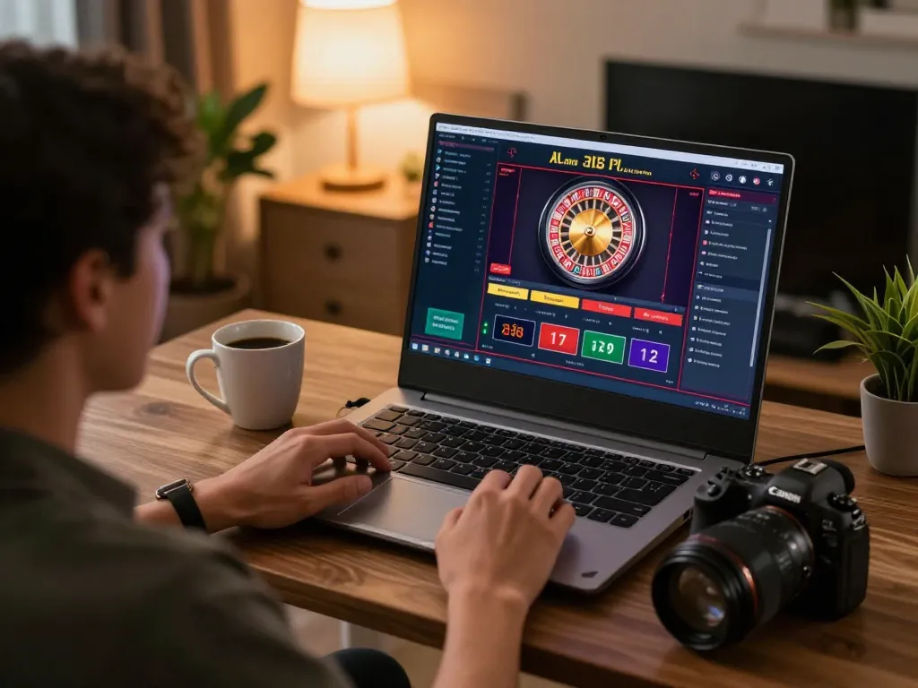 Engaging online gaming setup with live roulette, showcasing mm88 gameplay and interaction