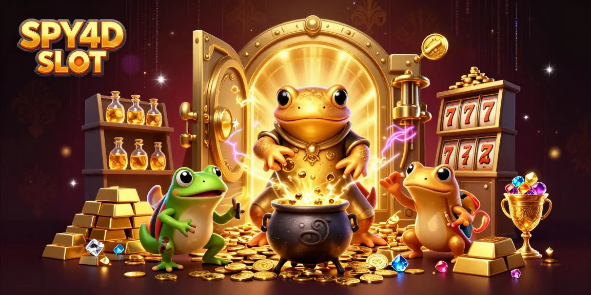 SPY4D SLOT memperlihatkan alkemis 3D dengan koin emas dan elemen permainan slot yang menarik.